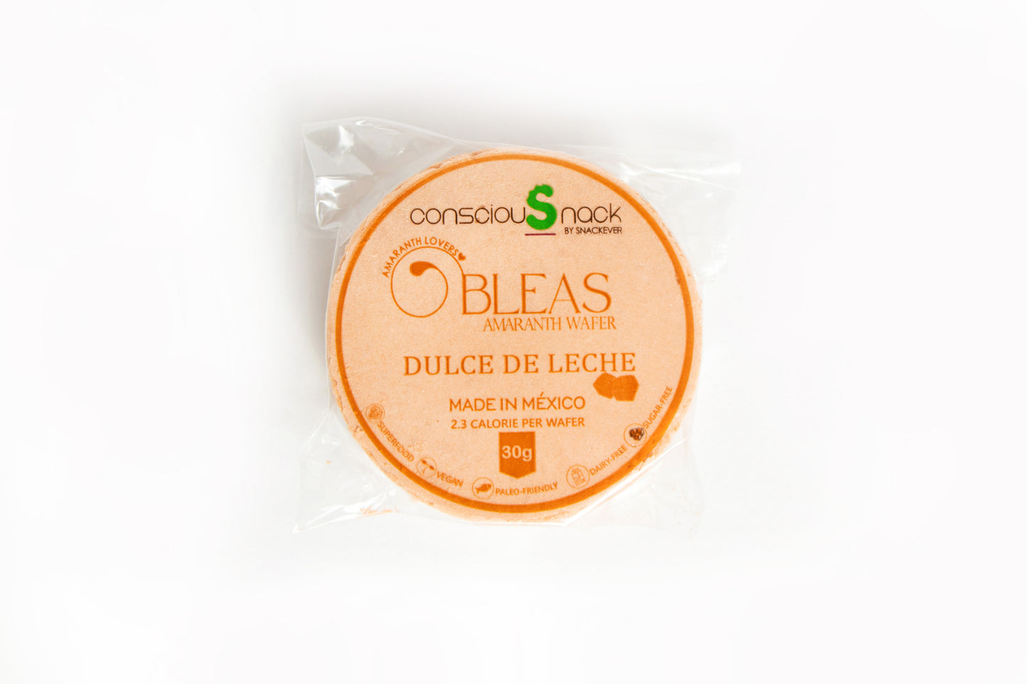 Amaranth Wafers Obleas Dulce de Leche ConsciouSnack 1 oz