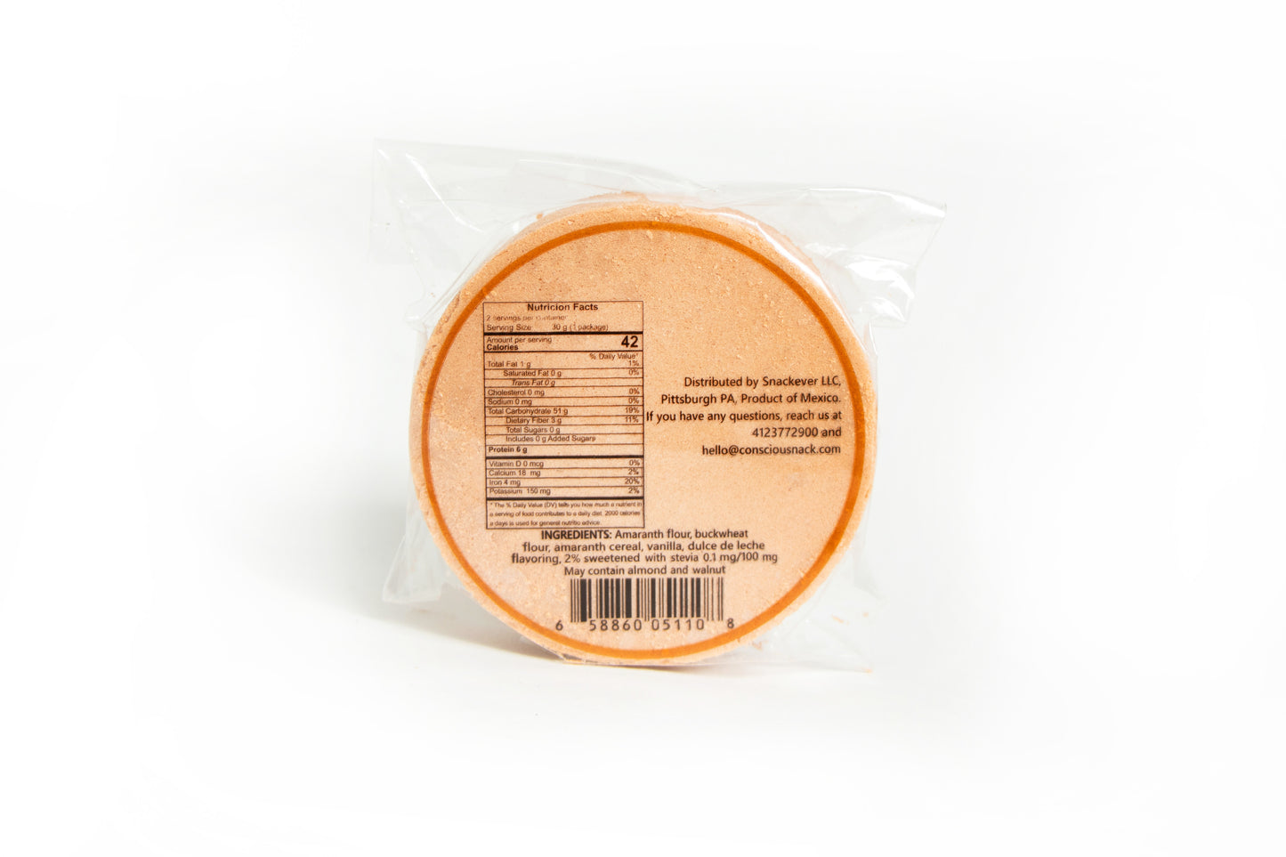 Amaranth Wafers Obleas Dulce de Leche ConsciouSnack 1 oz